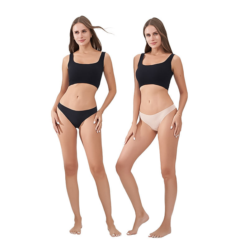 Freedombeauty | Seamless T-Back Women's Sewing Nude Feel Ice Silk Breathable Briefs Low Waist Sexy European and American Underwear