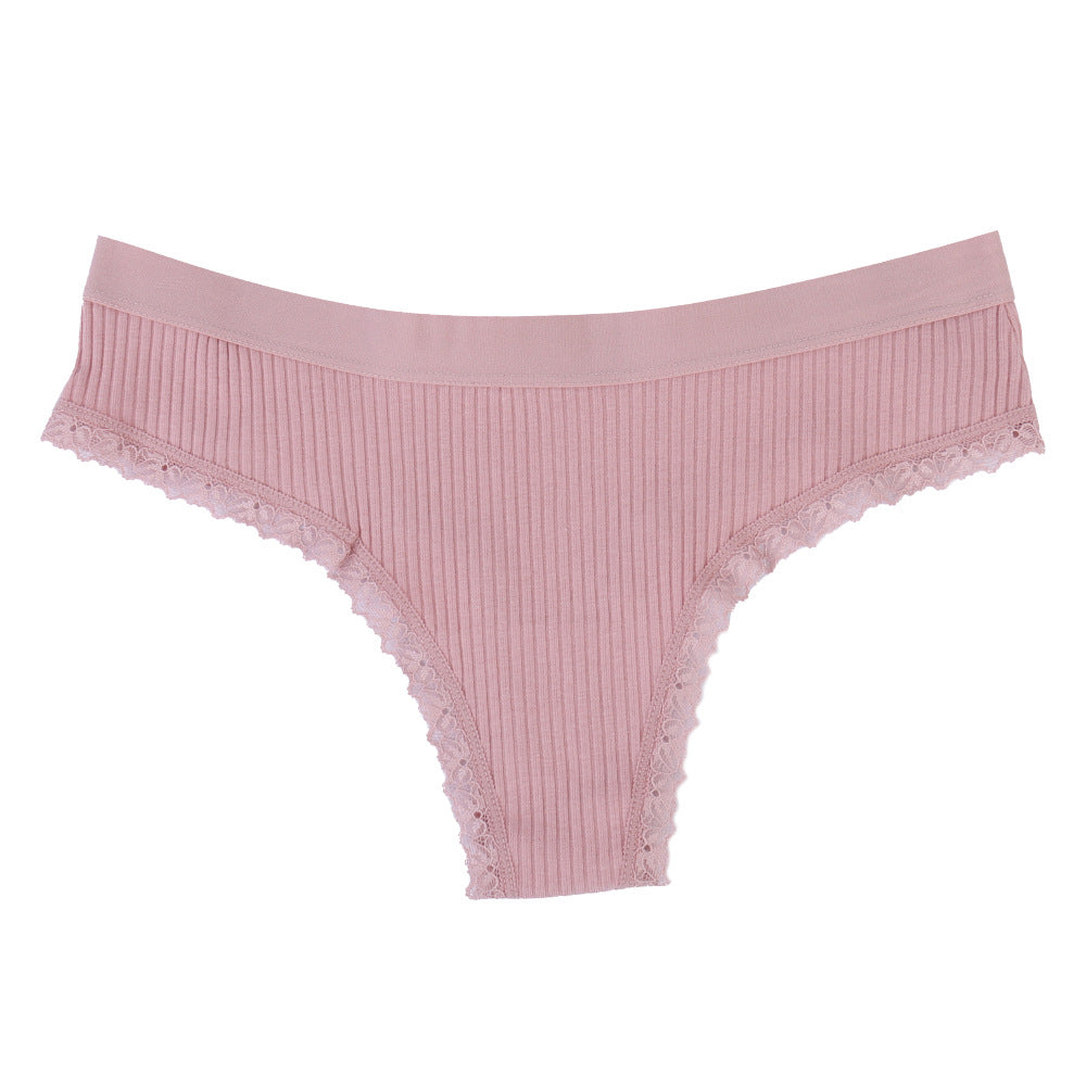 Freedombeauty | New Pure Cotton Underwear Women's T-Back Low Waist Sexy Briefs Thread Lace Bikini New