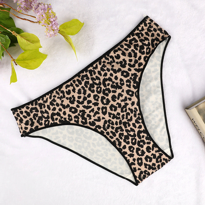 Freedombeauty | European and American New Women's Leopard Print Underwear Pure Cotton Breathable Briefs Sexy Thong T-Shaped Panties