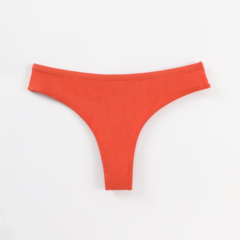 Freedombeauty | Customized Pure Cotton T-Back Women's Combed Cotton Solid Color Women's Briefs Support Small Orders