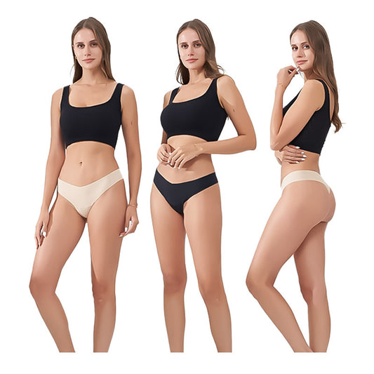 Freedombeauty | Seamless T-Back Women's Sexy Comfortable Low Waist Briefs Nude Feel Sewing Ice Silk Girls' Breathable Underwear in Stock
