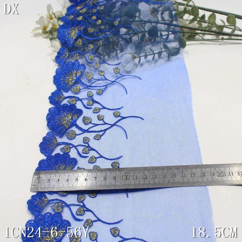 freedombeauty|Two-tone Single-sided Vintage Gold Thread Flower Embroidery Trim Curtain Sofa Cushion Lace Trim DIY Accessories