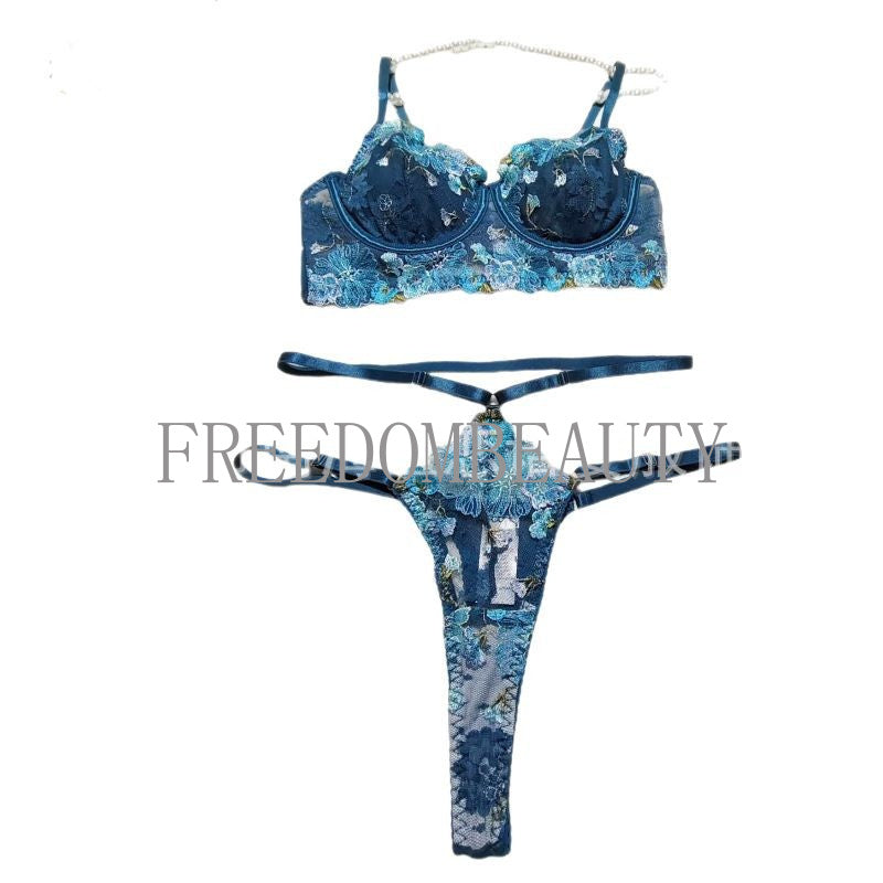 Freedombeauty | Hot Sale Fashion Embroidery New Sexy Gathered Suit Underwear Temptation Sweet Pure Desire Style Sexy Sleepwear