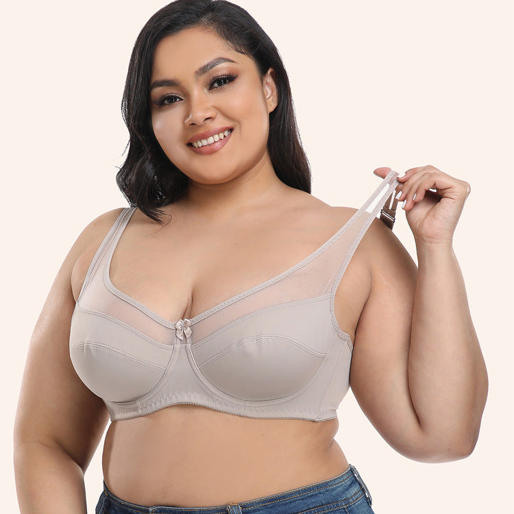 Freedombeauty | Transparent Lace Underwear for Women Ultra Thin Sexy plus Size European and American Chest Bra Drooping Big Chest for Plump Girls