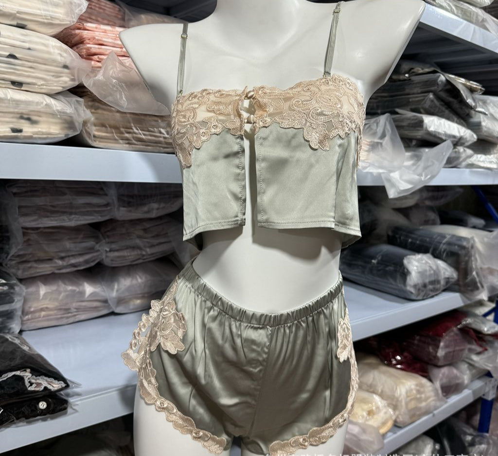 FREEDOMBEAUTY | 7021 Sex Set Pajamas, Sexy Embroidered Pajamas