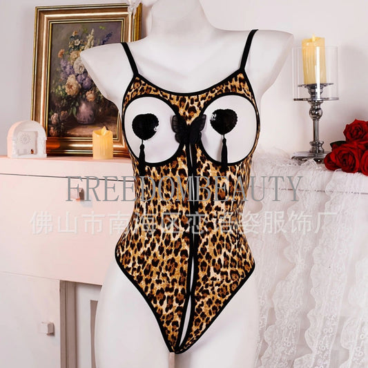 Freedombeauty | Sexy Lingerie Seduction Sexy Pure Desire Style Tight See-through Pajamas Short Skirt Open Crotch Homewear