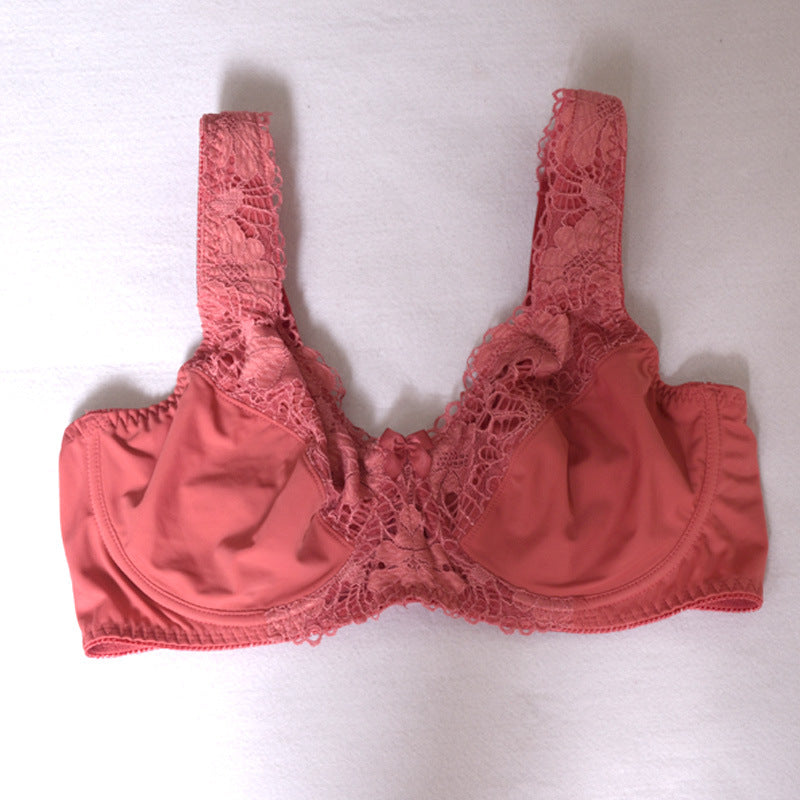 Freedombeauty | Full Cup Ultra-Thin Lace Sponge Widened Shoulder Strap plus Size Bra Big Chest Show Little European and American Style Underwear 75c80c85