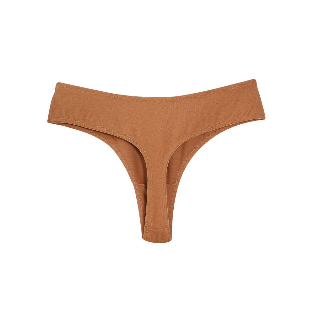 Freedombeauty | Women's plus Size Underwear Pure Cotton Sexy T-Back Low Waist T-Shaped Panties New Solid Color Briefs