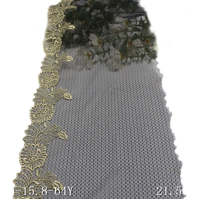 Freedombeauty | Black Lace Grenadine Unilateral Flower Embroidery Lace Clothing Home Textile 21cm Lace Accessories