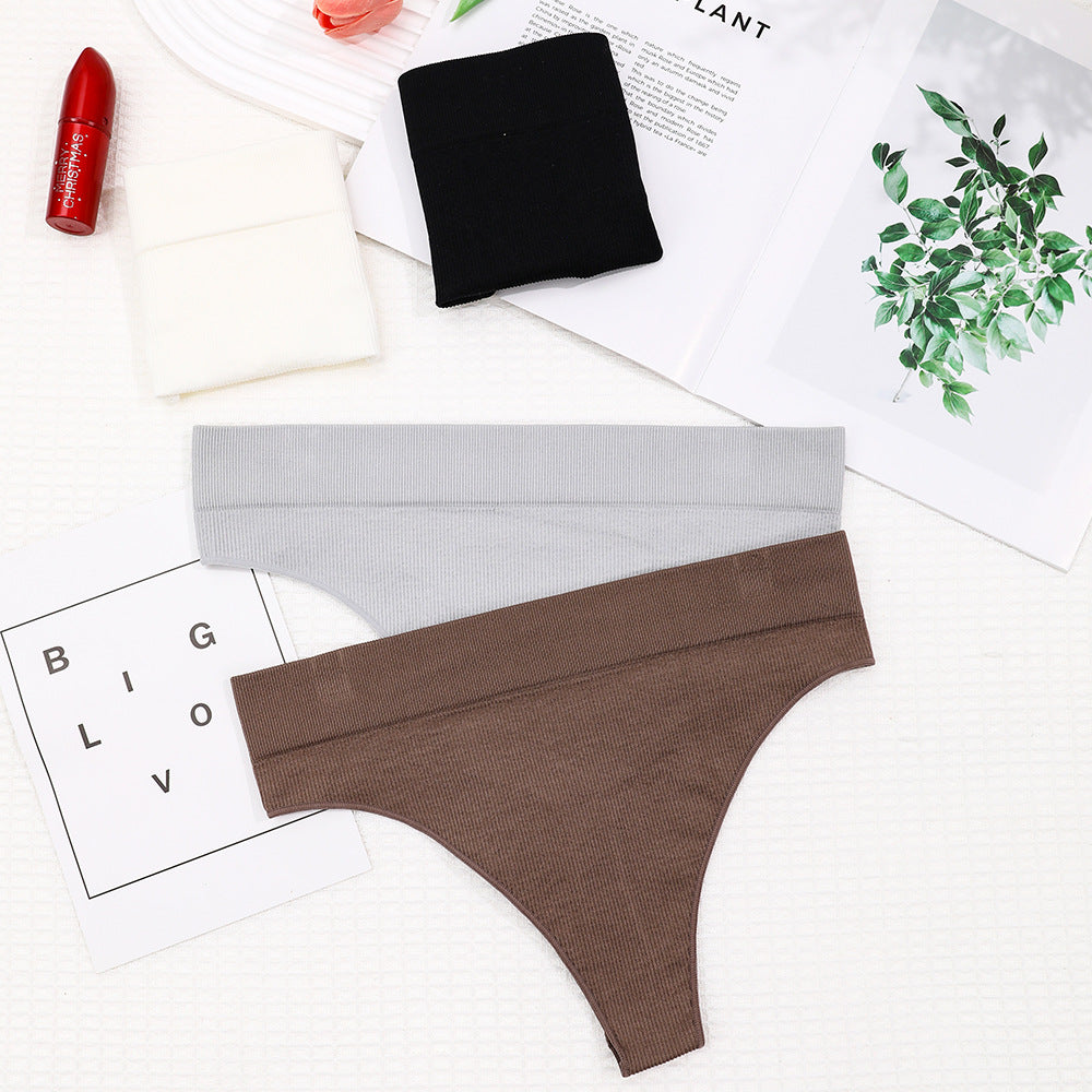 Freedombeauty | New Girl Hip Lifting Underwear Sports Sexy TT Pants Elastic Seamless Solid Color Low Waist plus Size T-Back Women