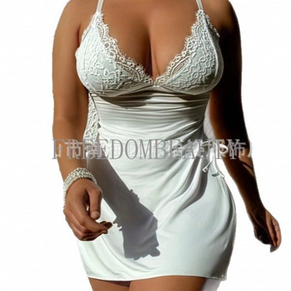 Freedombeauty | New Sexy Fashion Pure Desire Style Lace Stretch Lady Slip Nightdress Dress