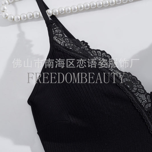 Freedombeauty | Hot Sale Sexy Beauty Back Hollowed Fashion Jumpsuit Pure Desire Style Lace Stitching Sexy Sleepwear