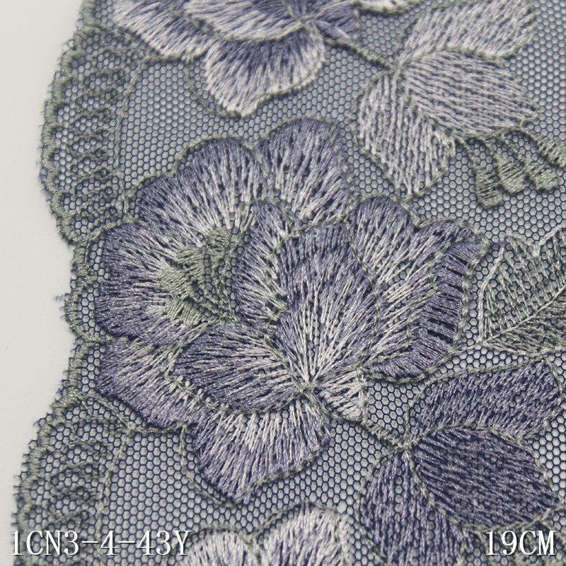 Freedombeauty | Blue Grenadine Unilateral French Flower Embroidery Lace Clothing Home Textile 19cm Lace Accessories