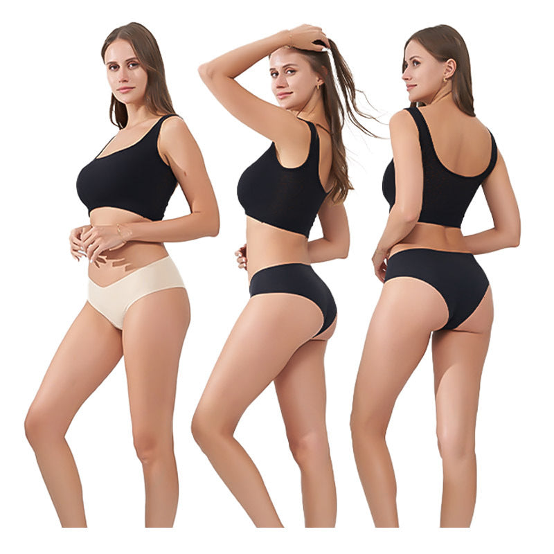 Freedombeauty | European and American New Women's Seamless Panties Low Waist Sexy Shorts Sewing Ice Silk Breathable Briefs Generation Hair