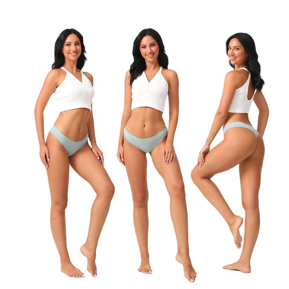 Freedombeauty | Customized New Lace Cotton Women's T-Back Bikini Combed Cotton Women's Underwear Source