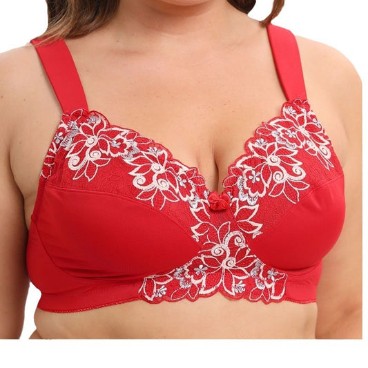 Freedombeauty | Full Cup Sponge Sandwich Wide Shoulder Strap Wireless plus Size Bra 38d-44f