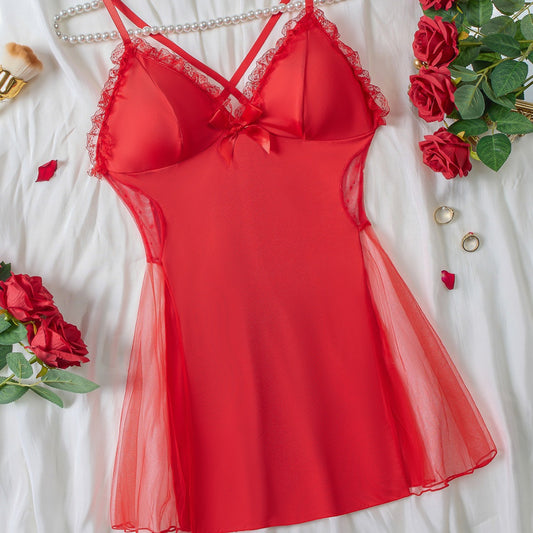 Freedombeauty | plus Size Sexy Lingerie Suspender Skirt European and American Sexy Flirting Sling See-through Dress Backless Dress plus Size