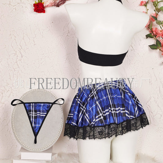 Freedombeauty | Popular Pajamas Home Wear Charming Temptation Women's Underwear Nightdress Plaid Suit