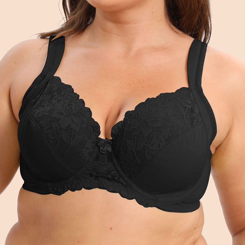 Freedombeauty | Sponge Sandwich Shoulder Strap Lace Edge with Steel Ring Ultra-Thin plus Size Bra Big Chest Look Fat Girl European and American Underwear CDE