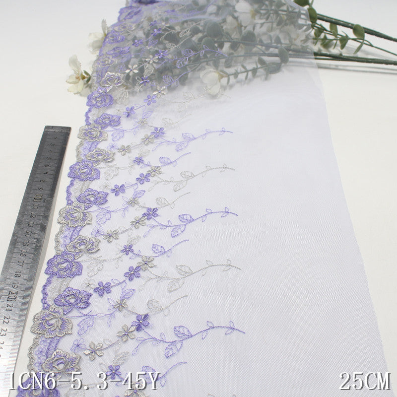 freedombeauty|Two-tone French Style Single-sided Small Flower Mesh Embroidery 19cm Curtain Sofa Cushion Lace Trim DIY Accessories