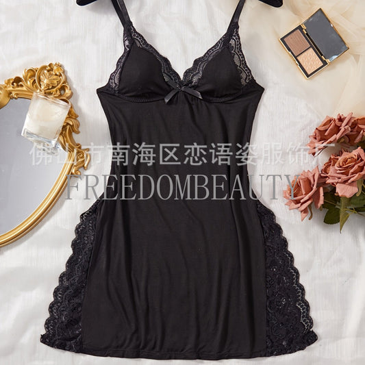 Freedombeauty | Sexy Lingerie Modal Split Sexy Fashion Charm Pure Desire Style Pajamas Bud
