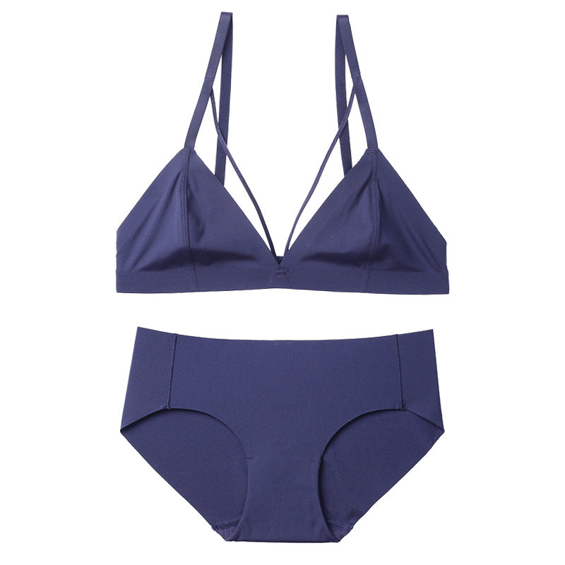 FREEDOMBEAUTY | French aa cup small bra set summer triangle cup flat chest underwear sexy steel rim seamless thin bra