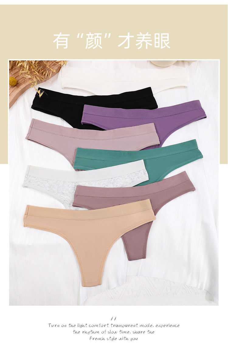 Freedombeauty | Solid Color plus Size Underwear Women's Cotton European and American T-Back Sexy Seamless Breathable Pure Desire Women's Briefs