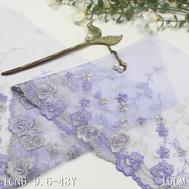 freedombeauty|Two-tone French Style Single-sided Small Flower Mesh Embroidery 19cm Curtain Sofa Cushion Lace Trim DIY Accessories