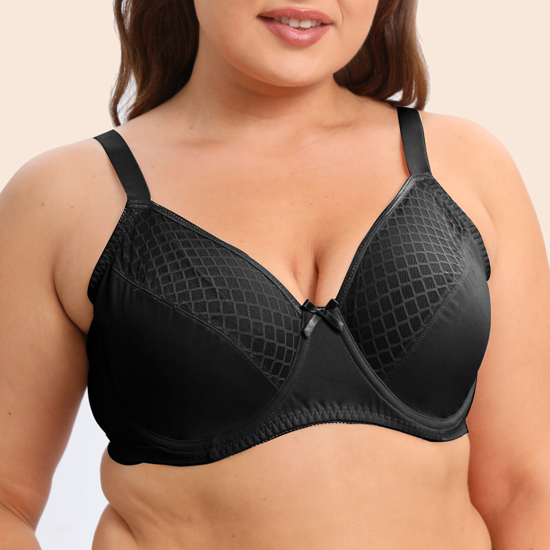 Freedombeauty | Ultra-Thin Full Cup Plaid Mesh Stitching plus Size Bra 34-48cdef Plump Girls Underwear Bra Big Chest Small