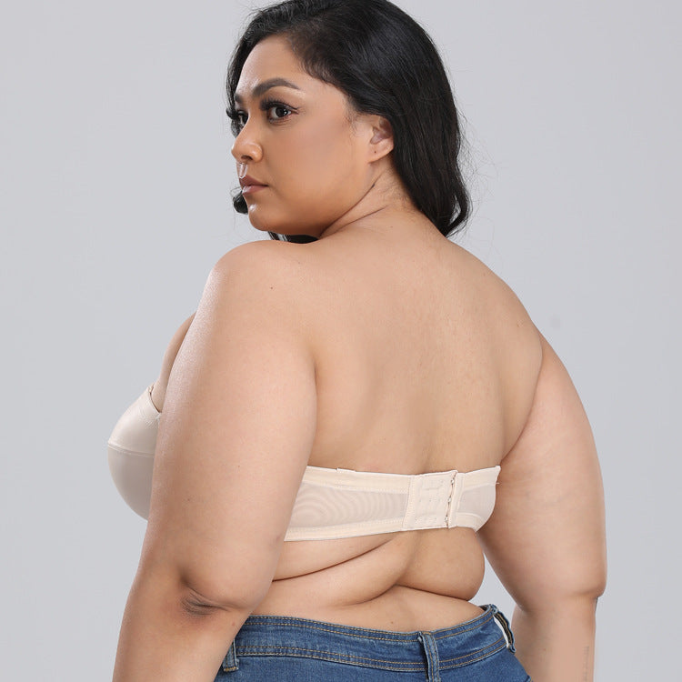 Freedombeauty | Sponge-Free Ultra-Thin Non-Slip Bra Undergarment Underwear Summer Versatile Big Chest Show Little European and American Style Bra DEFG Cup