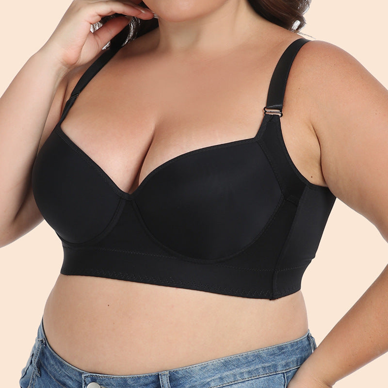 Freedombeauty | European and American Underwear Glossy Big Chest Small Multi-Breasted Adjustable Push up plus Size Bra Bcdefg