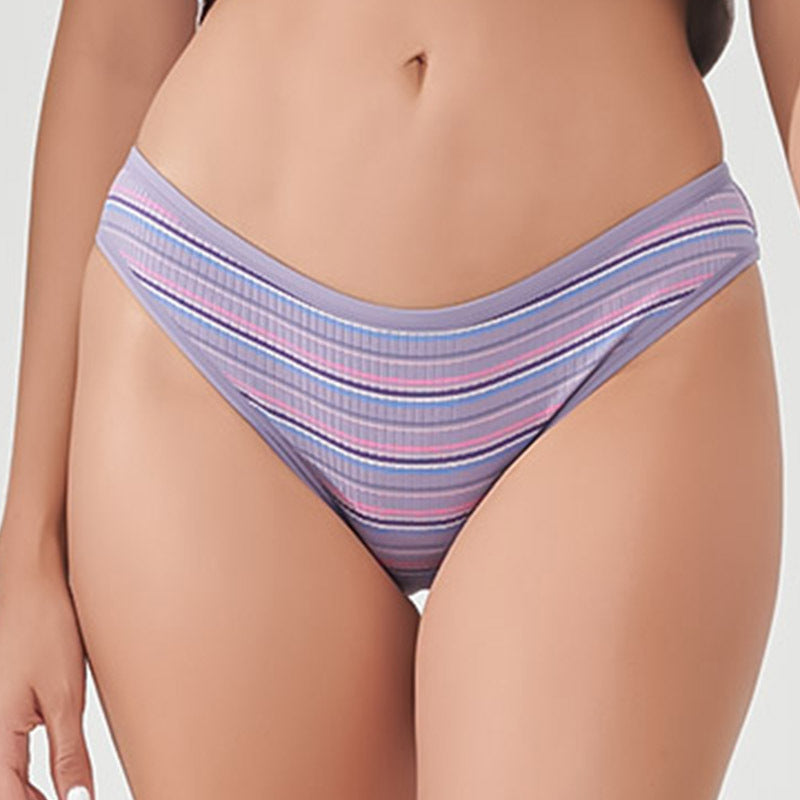 Freedombeauty | New Color Stripes Breathable Threaded Cotton Underwear Women's Comfortable Low Waist Hot Girl Briefs in Stock
