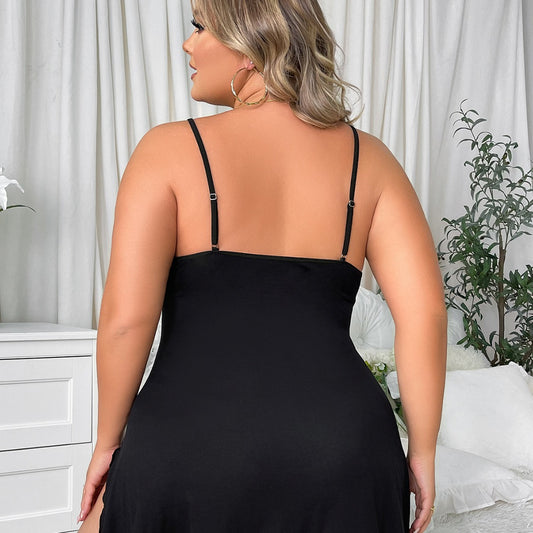 Freedombeauty | European and American Ladies Pajamas plus Size Sexy Lingerie Plussize Deep V Suspender Skirt plus Size