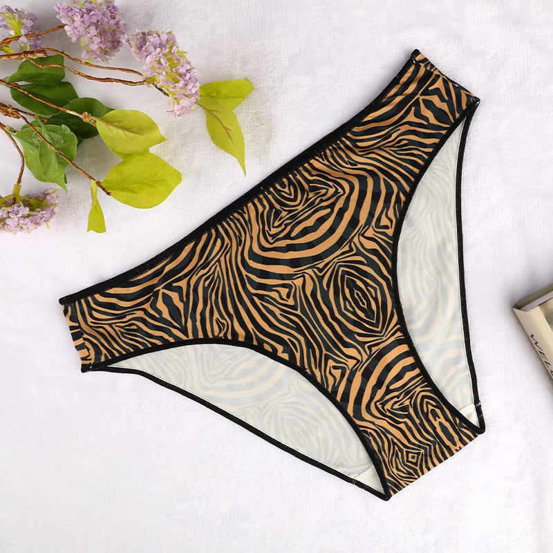 Freedombeauty | European and American New Women's Leopard Print Underwear Pure Cotton Breathable Briefs Sexy Thong T-Shaped Panties