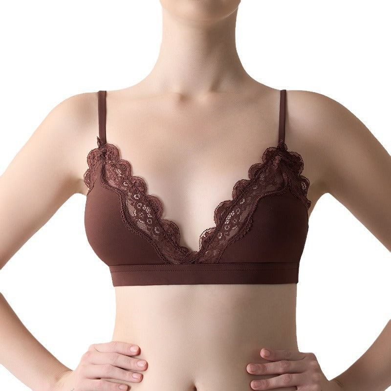 FreedomBeauty | Lace Triangle Bralette Lace Deep V Sexy Bra Adjustable Strap Lover Nude Underwear