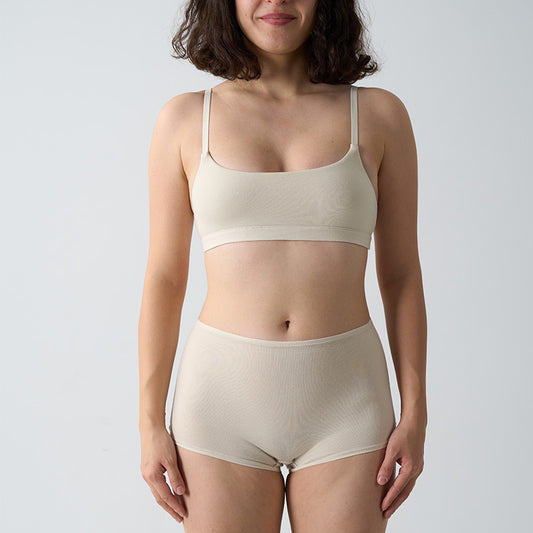 FreedomBeauty | Cotton Bra Shorts Chest Padded Bra Underwear Women's Cotton boxer shorts Sports Underwear Set