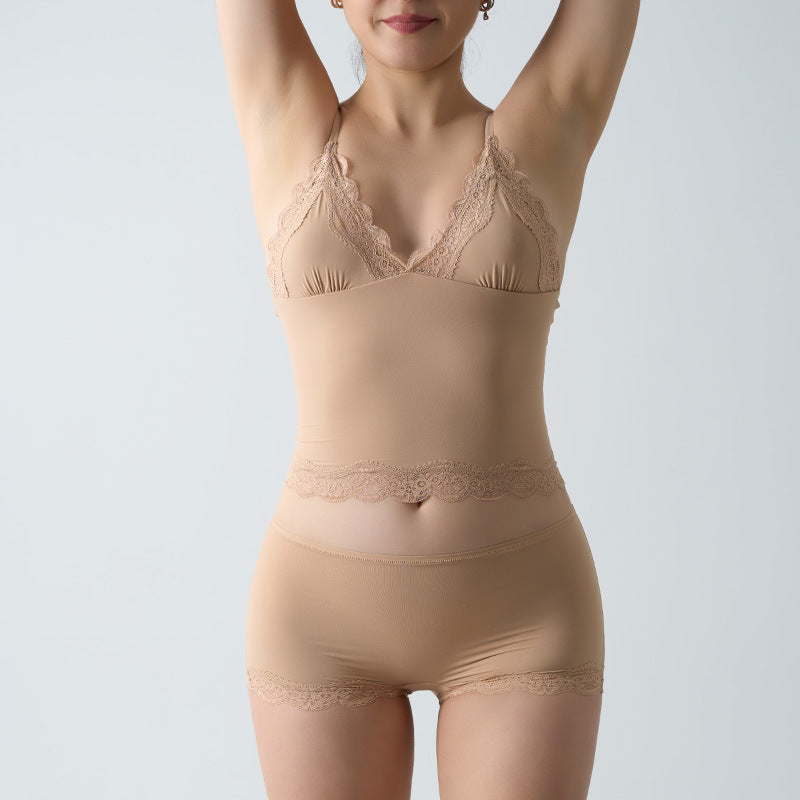 Freedombeauty | FIT EVERYBODY LACE SET Lace Set Lightweight Lace Triangle Suspender Flat Corner Lace Panties Women