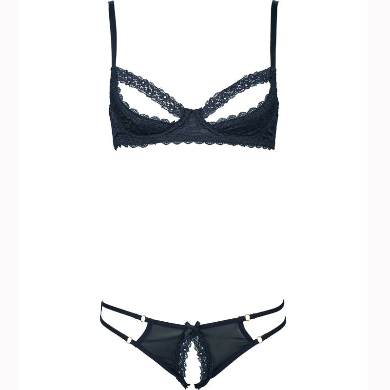 FREEDOMBEAUTY | FQ2823M203 sponge steel tray lace edge breast bra low waist open gear hip seduction T pants women's garter belt