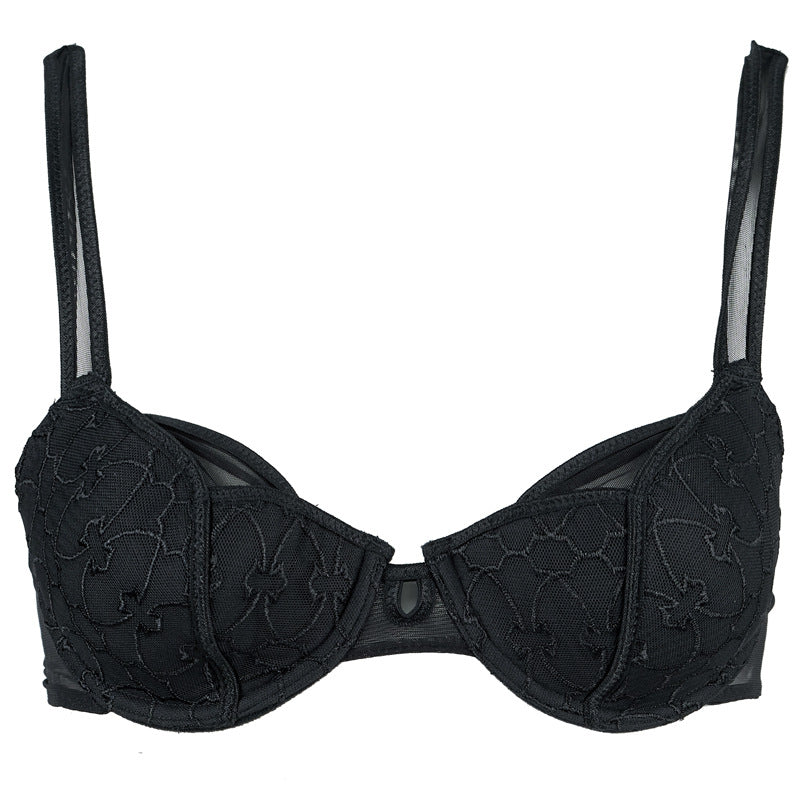 Freedombeauty | FQ2838 FQ2839 FQ1026 black embroidered steel rim thin cup cotton cup bra briefs low waist sexy