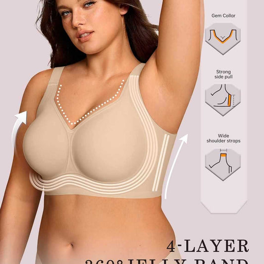 FREEDOMBEAUTY |OEAK Womens Wireless Jelly Bra Plus Size Supportive Seamless