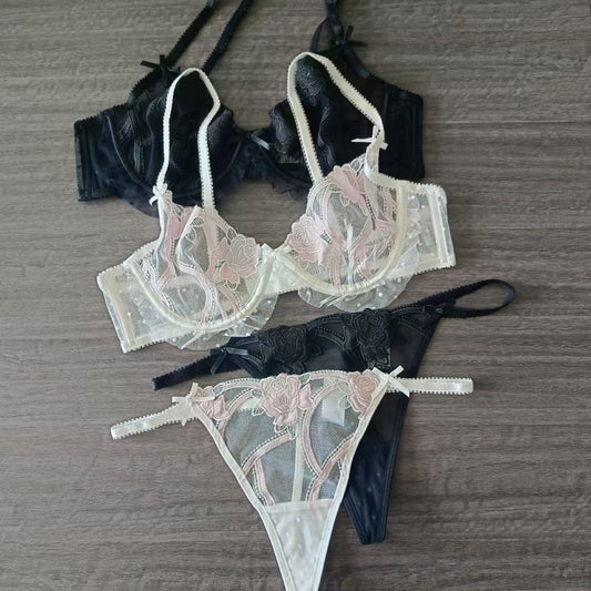 Freedombeauty | 24 new autumn and winter sexy French ultra-thin bra set women's sex seduction underwear