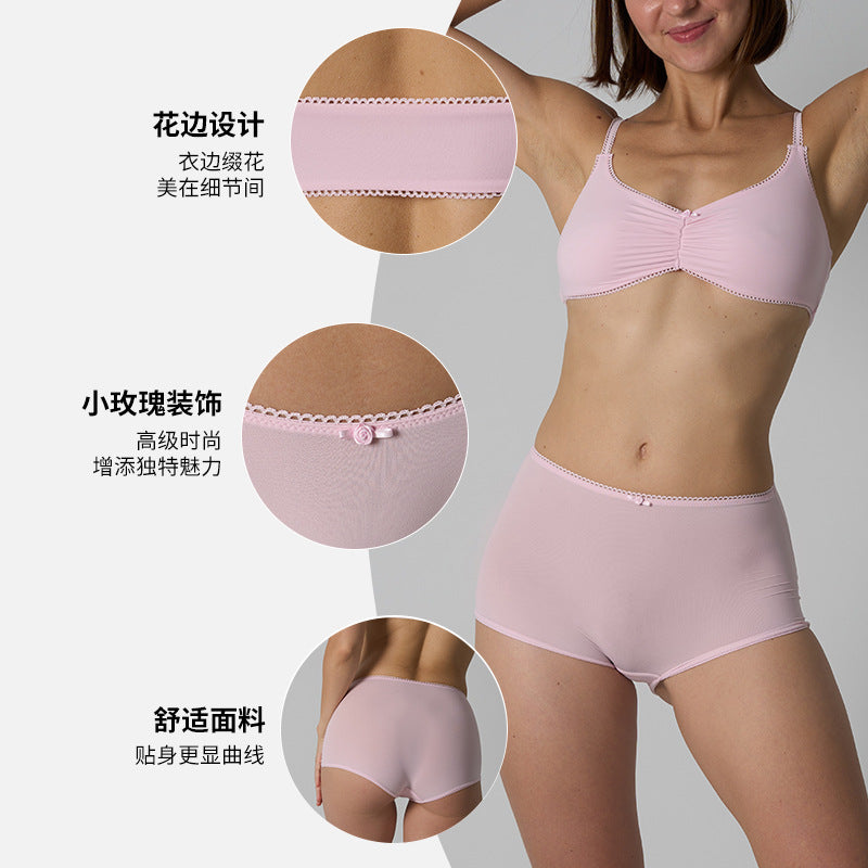 FREEDOMBEAUTY | bra set lace bra underwear set skin nude high elastic breathable underwear women's big breasts show small bra
