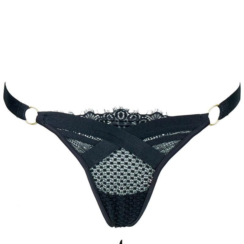 FREEDOMBEAUTY | FQ2829 Flower mesh perspective quality series sexy suit women's heart buckle free of temptation European and American suspender leg ring