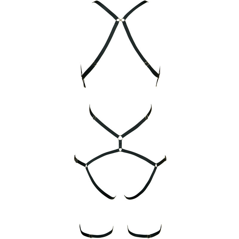 FREEDOMBEAUT | FQ2858 European and American bundled wiring harness rope clothes sexy one-piece open underwear hollow sexy inner strap SM