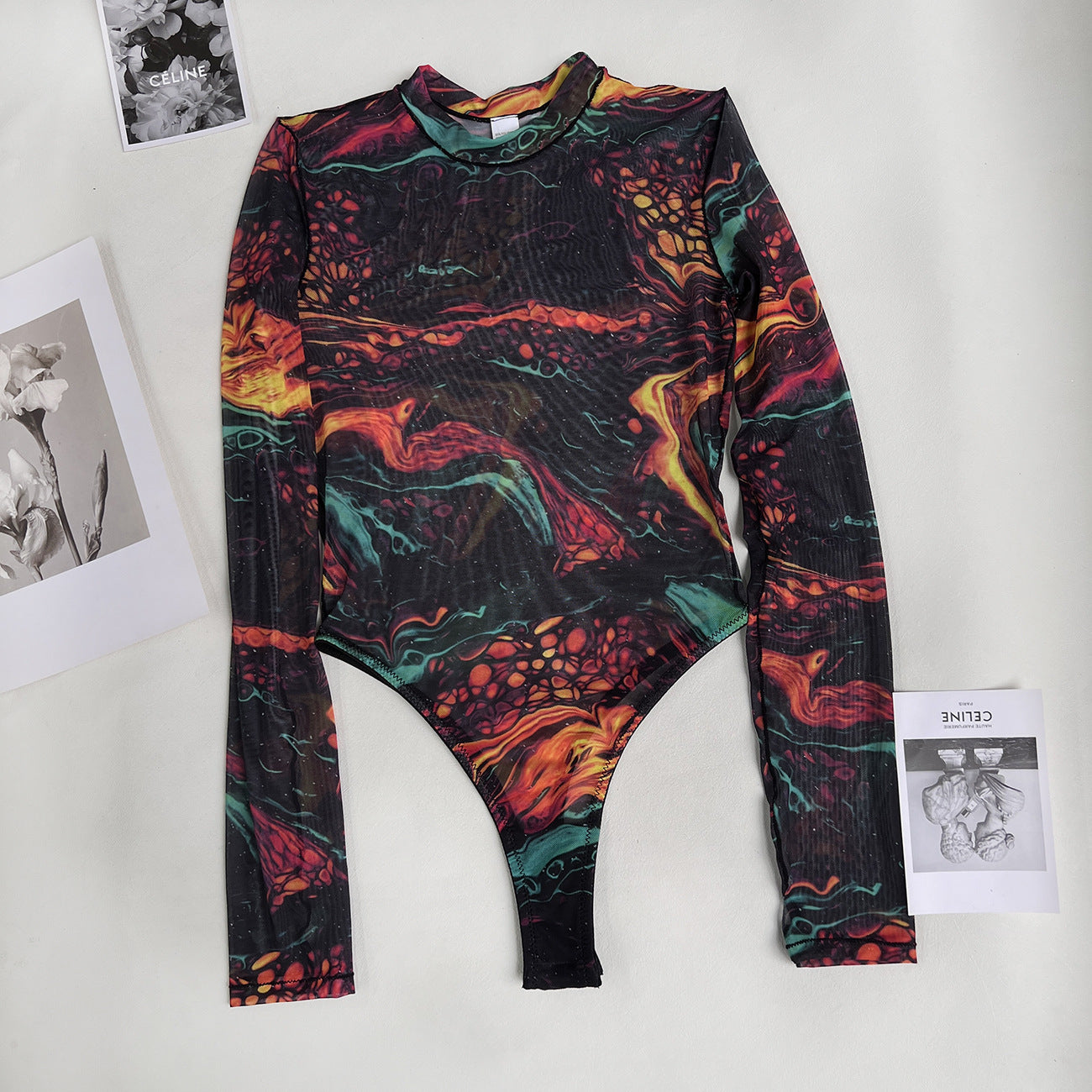 freedombeauty|Tie-dye lingerie onesie tie-dye sexy tight-fitting bodysuit