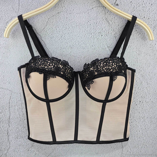 FREEDOMBEAUTY | Versatile slim-fitting new French bra, small vest, slim bra, waist closed, ultra-thin contrasting lace, pure desire bra