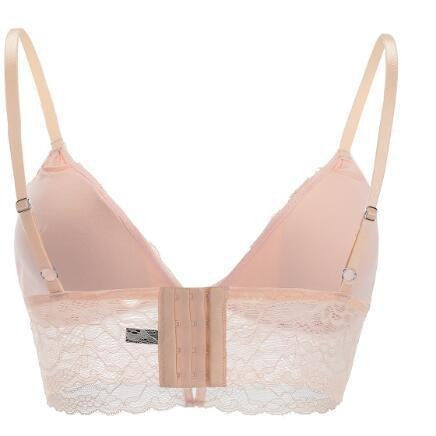 FREEDOMBEAUTY | New yarn plus flocking soft cup underwear bra set, sexy ultra-thin women's translucent underwear without steel ring