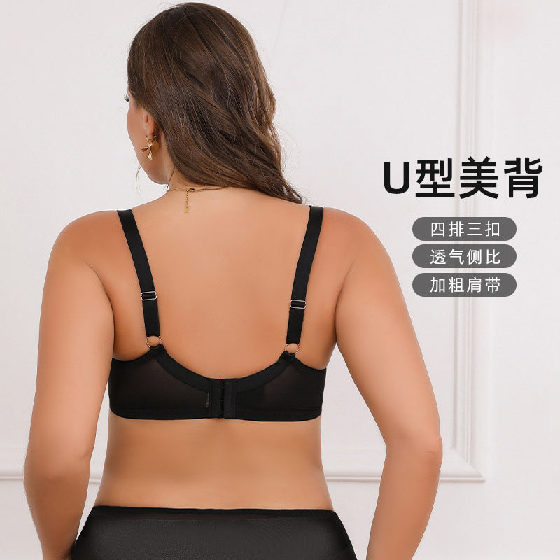 Freedombeauty | Foreign trade lace large size bra large chest small lace bra large cup bra thin underwear fat mm women
