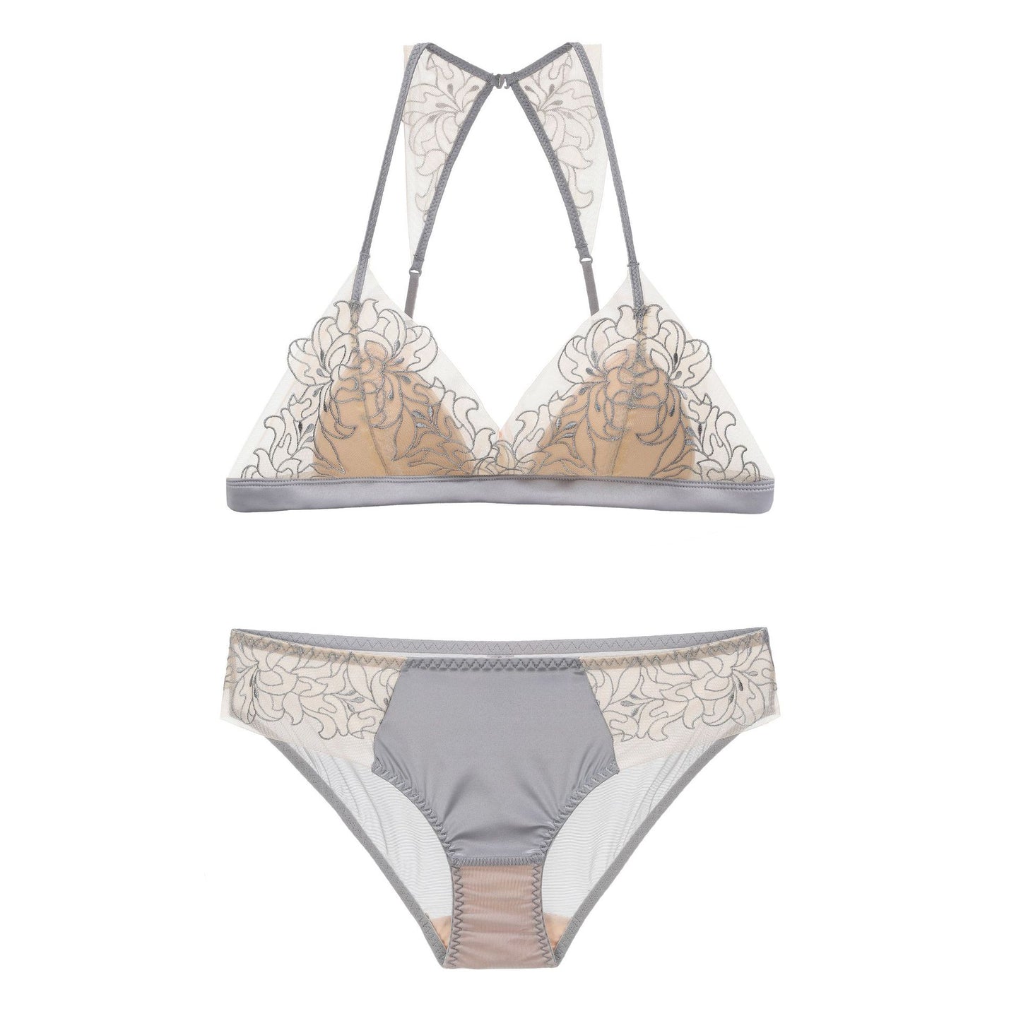 FREEDOMBEAUTY | French triangle cup underwear women's suit beautiful back bra integrated European and American style pure desire sexy no steel ring bra wholesale