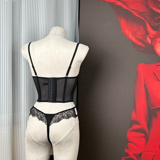 FREEDOMBEAUTY | FQ2902 Lash Lace Steel Rim Sponge Fishbone Bust Low Waist T Pants Sexy Cross Border Tank Tops Camis